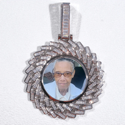 Large 3D Baguette Custom Picture Pendant