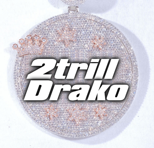 CUSTOM LETTER NECKLACE 3D BIG CROWN DISC