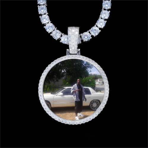 925S & VVS Moissanite 3D Circle Custom Picture Pendant