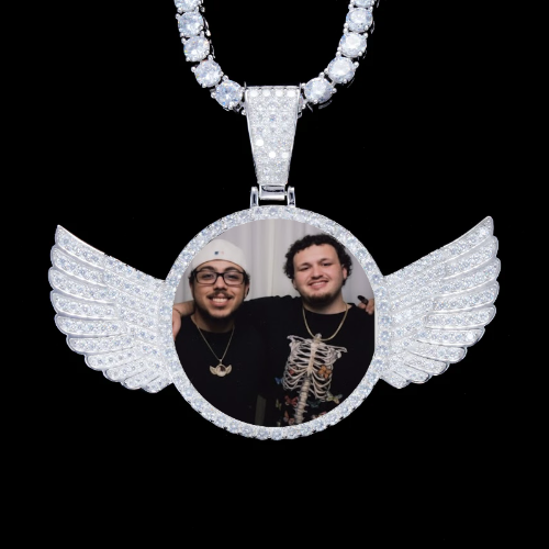 925S & VVS Moissanite 3D Wing Custom Picture Pendant
