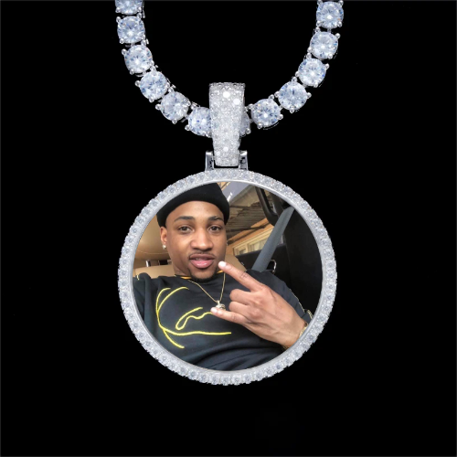 925S & VVS Moissanite 3D Circle Custom Picture Pendant