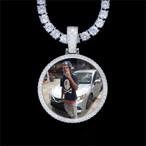 925S & VVS Moissanite 3D Circle Custom Picture Pendant