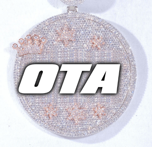 CUSTOM LETTER NECKLACE 3D BIG CROWN DISC