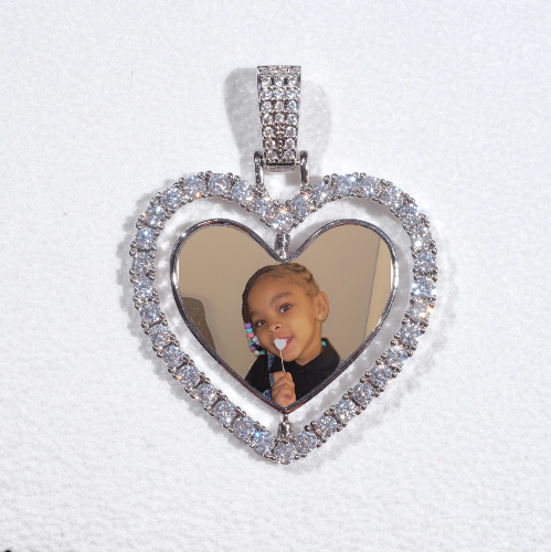3D Spinning 2-Faced Heart Custom Picture Pendant
