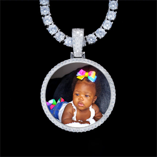 925S & VVS Moissanite 3D Circle Custom Picture Pendant