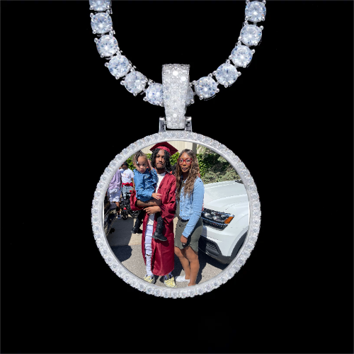925S & VVS Moissanite 3D Circle Custom Picture Pendant