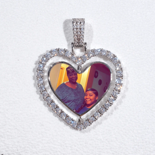 3D Spinning 2-Faced Heart Custom Picture Pendant