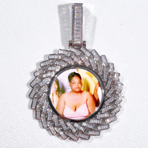 Large 3D Baguette Custom Picture Pendant