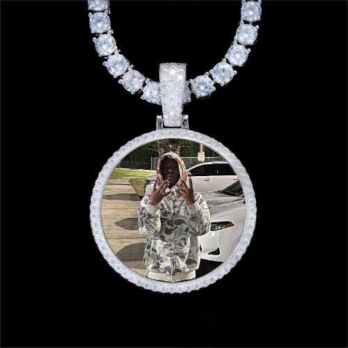925S & VVS Moissanite 3D Circle Custom Picture Pendant