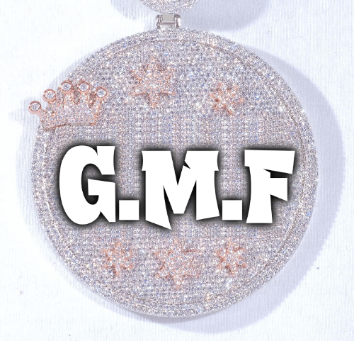 CUSTOM LETTER NECKLACE 3D BIG CROWN DISC