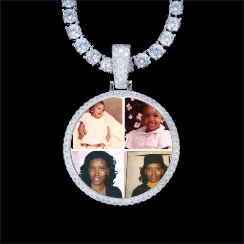 925S & VVS Moissanite 3D Circle Custom Picture Pendant