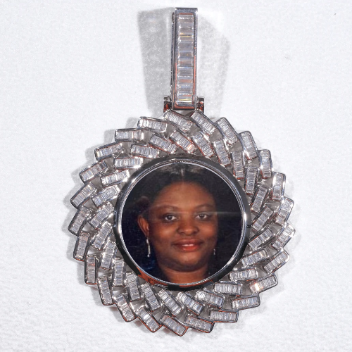 Large 3D Baguette Custom Picture Pendant
