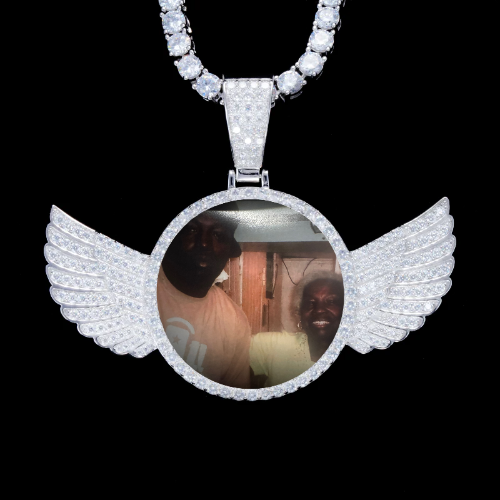 925S & VVS Moissanite 3D Wing Custom Picture Pendant