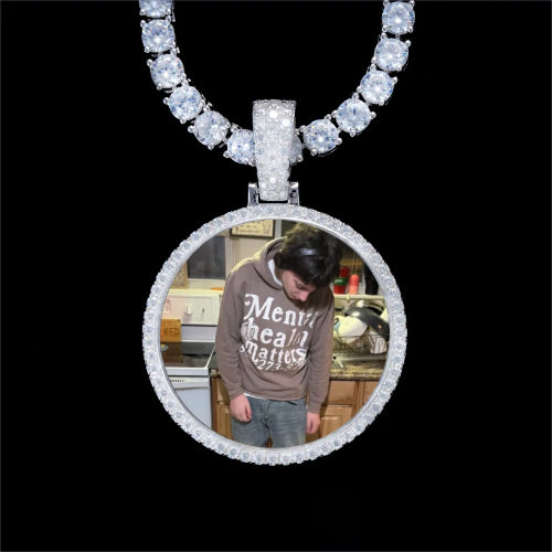 925S & VVS Moissanite 3D Circle Custom Picture Pendant