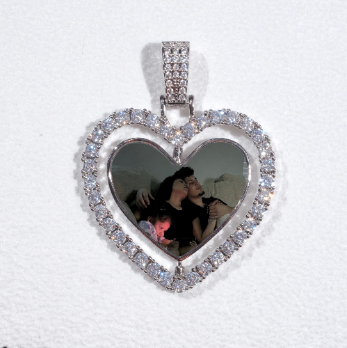 3D Spinning 2-Faced Heart Custom Picture Pendant