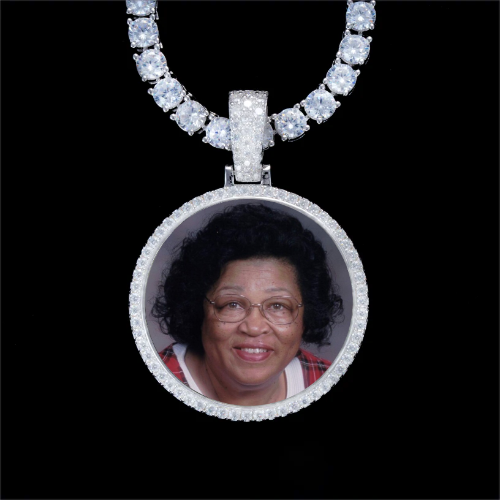 925S & VVS Moissanite 3D Circle Custom Picture Pendant