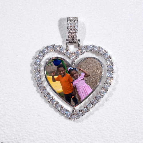3D Spinning 2-Faced Heart Custom Picture Pendant