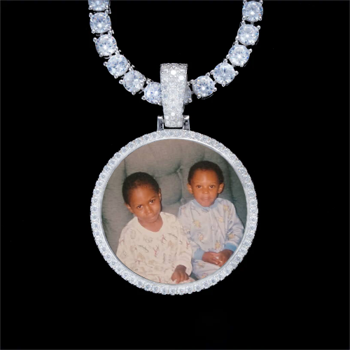 925S & VVS Moissanite 3D Circle Custom Picture Pendant