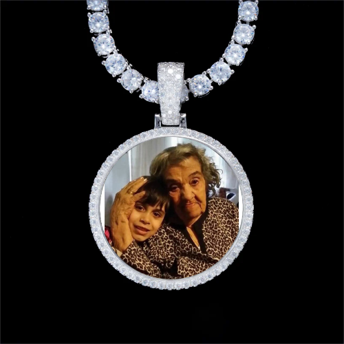 925S & VVS Moissanite 3D Circle Custom Picture Pendant