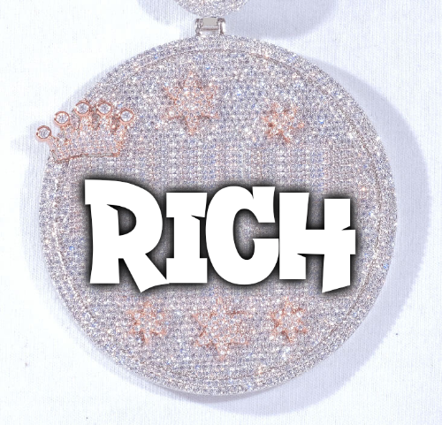 CUSTOM LETTER NECKLACE 3D BIG CROWN DISC