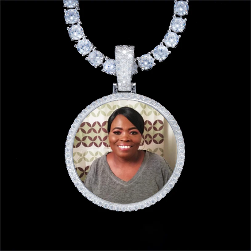 925S & VVS Moissanite 3D Circle Custom Picture Pendant