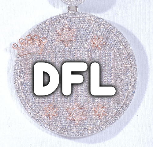 CUSTOM LETTER NECKLACE 3D BIG CROWN DISC