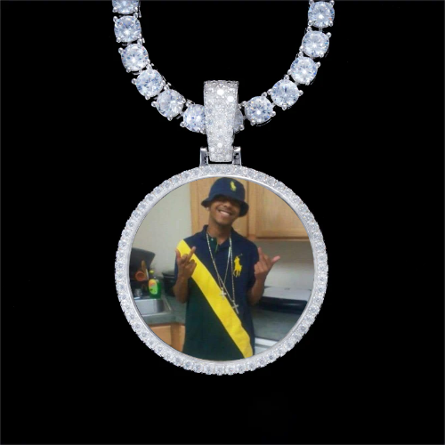 925S & VVS Moissanite 3D Circle Custom Picture Pendant