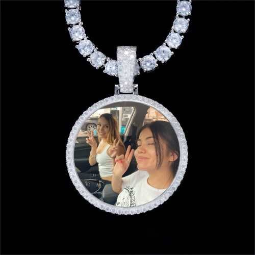925S & VVS Moissanite 3D Circle Custom Picture Pendant