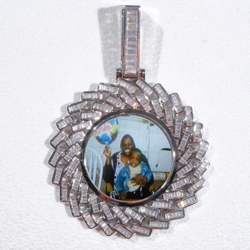 Large 3D Baguette Custom Picture Pendant