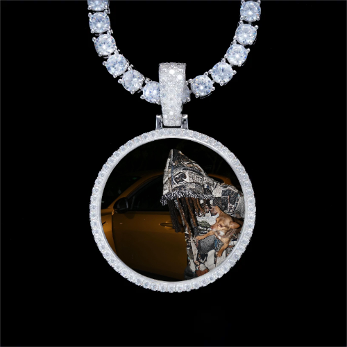 925S & VVS Moissanite 3D Circle Custom Picture Pendant