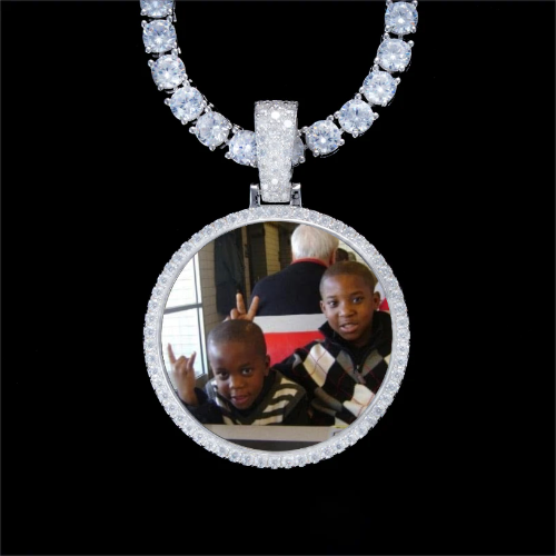 925S & VVS Moissanite 3D Circle Custom Picture Pendant