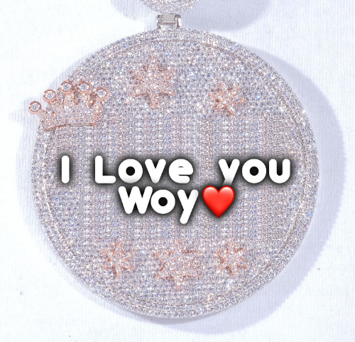 CUSTOM LETTER NECKLACE 3D BIG CROWN DISC
