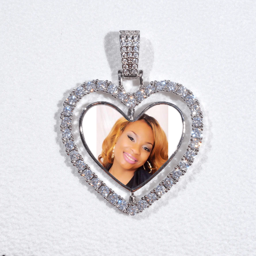 3D Spinning 2-Faced Heart Custom Picture Pendant