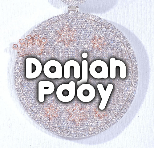 CUSTOM LETTER NECKLACE 3D BIG CROWN DISC