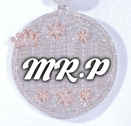 CUSTOM LETTER NECKLACE 3D BIG CROWN DISC