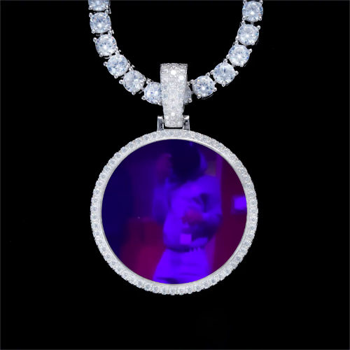 925S & VVS Moissanite 3D Circle Custom Picture Pendant