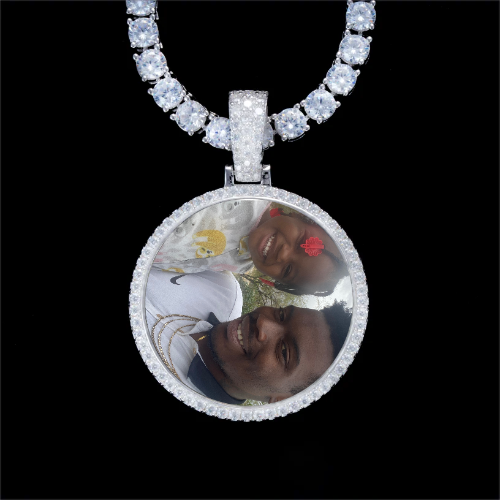 925S & VVS Moissanite 3D Circle Custom Picture Pendant