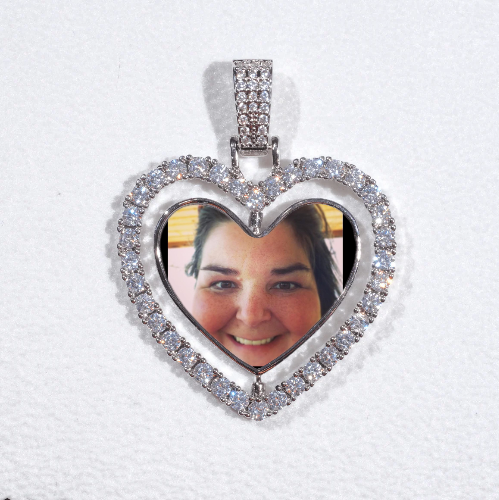 3D Spinning 2-Faced Heart Custom Picture Pendant