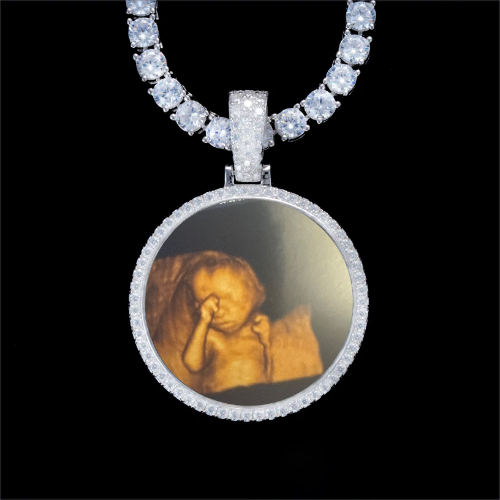 925S & VVS Moissanite 3D Circle Custom Picture Pendant