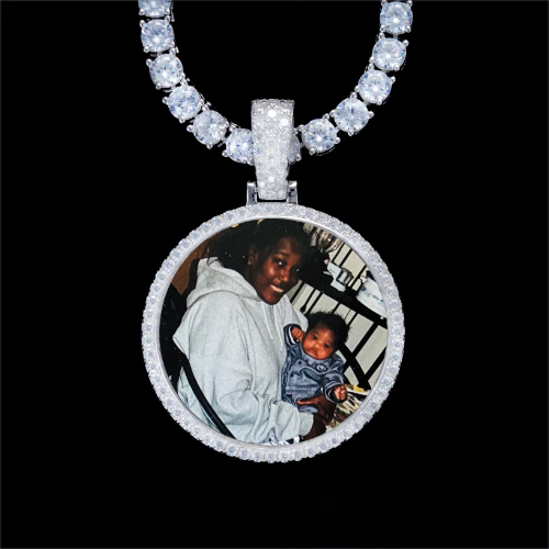 925S & VVS Moissanite 3D Circle Custom Picture Pendant