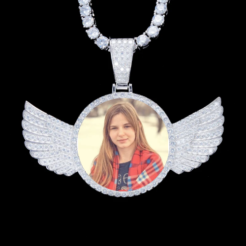 925S & VVS Moissanite 3D Wing Custom Picture Pendant