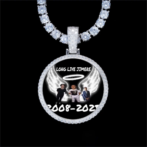 925S & VVS Moissanite 3D Circle Custom Picture Pendant