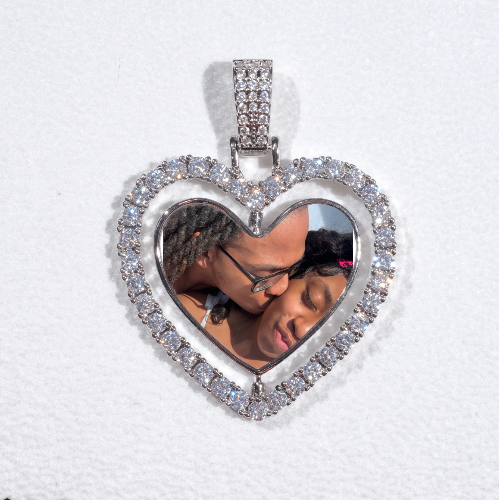 3D Spinning 2-Faced Heart Custom Picture Pendant