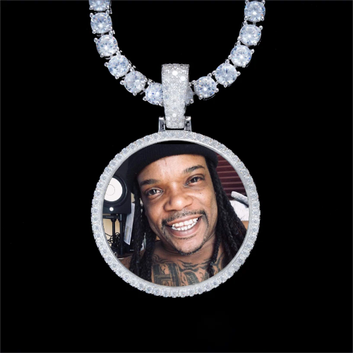 925S & VVS Moissanite 3D Circle Custom Picture Pendant