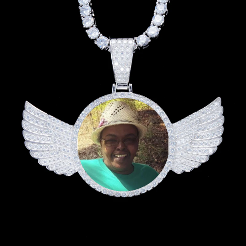 925S & VVS Moissanite 3D Wing Custom Picture Pendant