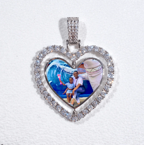 3D Spinning 2-Faced Heart Custom Picture Pendant