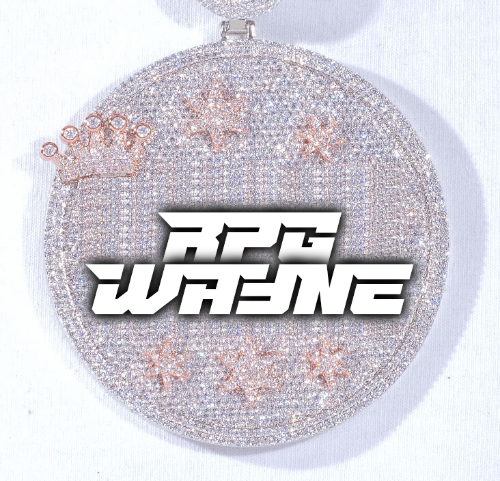 CUSTOM LETTER NECKLACE 3D BIG CROWN DISC