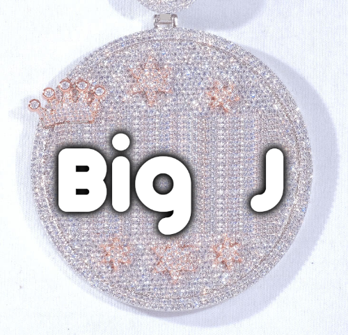 CUSTOM LETTER NECKLACE 3D BIG CROWN DISC