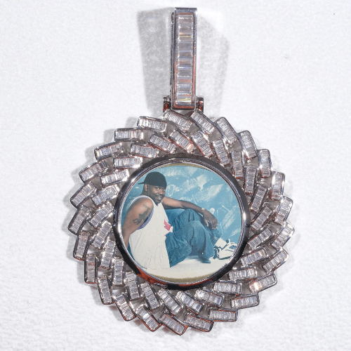 Large 3D Baguette Custom Picture Pendant