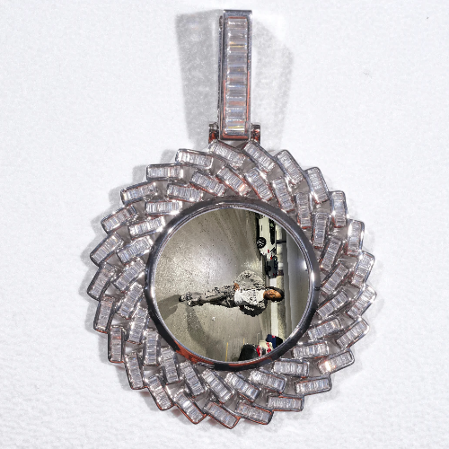 Large 3D Baguette Custom Picture Pendant